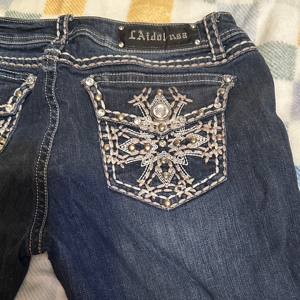 L.A. Idol Dark Blue Jeans with Silver Embellishments